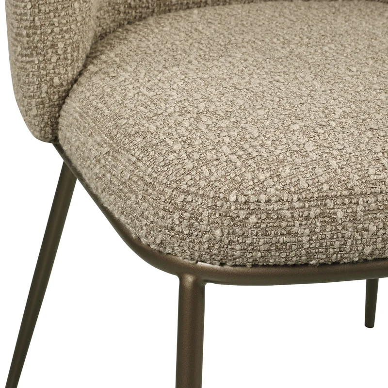 Esszimmerstuhl Elvi Mocca im 2er-Set – Chunky-Bezug, Metallgestell