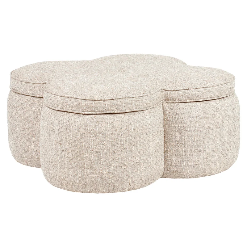 Richmond Hocker & Fußbank Corbeau, sand tweed, Ø 92 cm groß