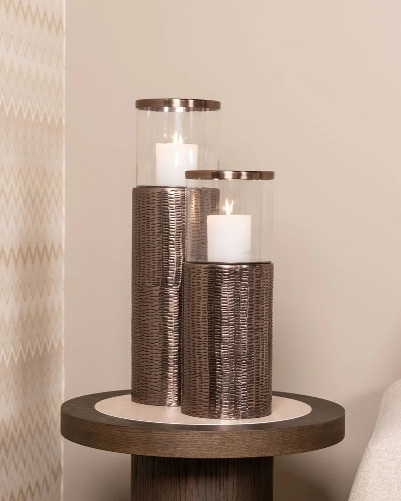 Windlicht Faylen Bronze S – Richmond Deko aus Glas & Aluminium