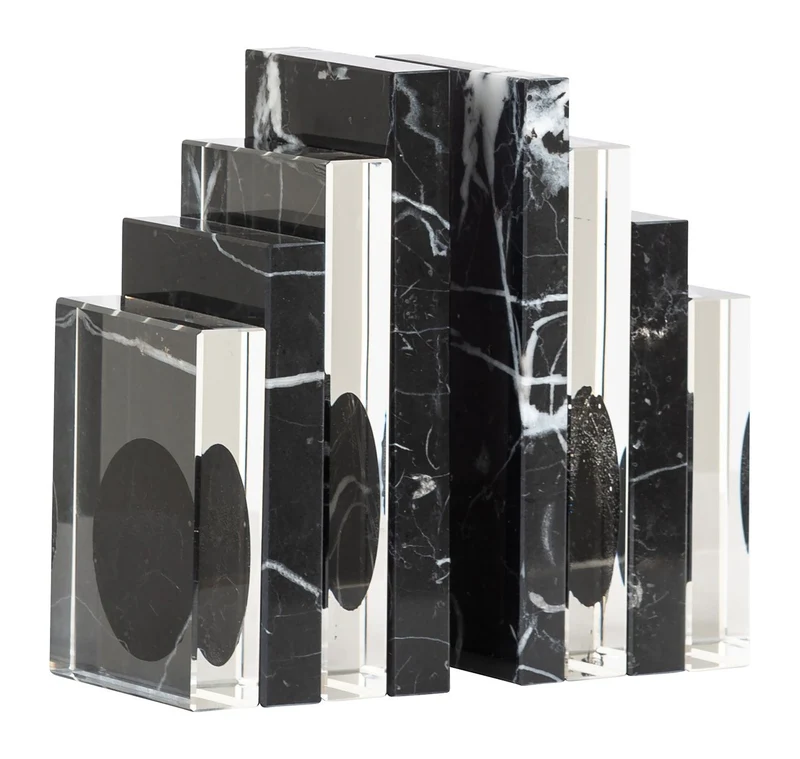 Richmond Buchständer Fancy black aus Marmor & Glas, 2-teilig
