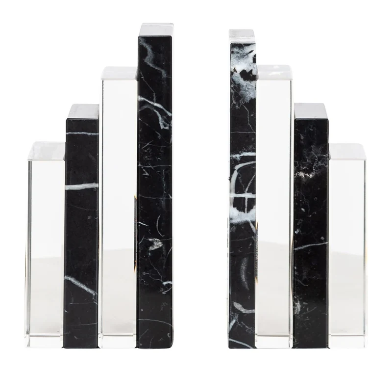 Richmond Buchständer Fancy black aus Marmor & Glas, 2-teilig