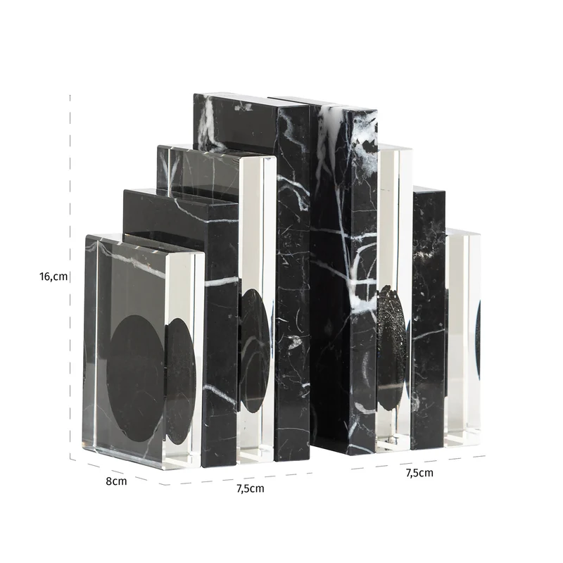 Richmond Buchständer Fancy black aus Marmor & Glas, 2-teilig