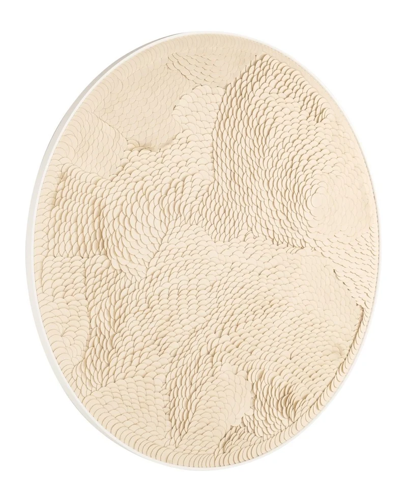 Wandkunst Flow White 110x110 cm – Wanddeko aus Leder & Aluminium