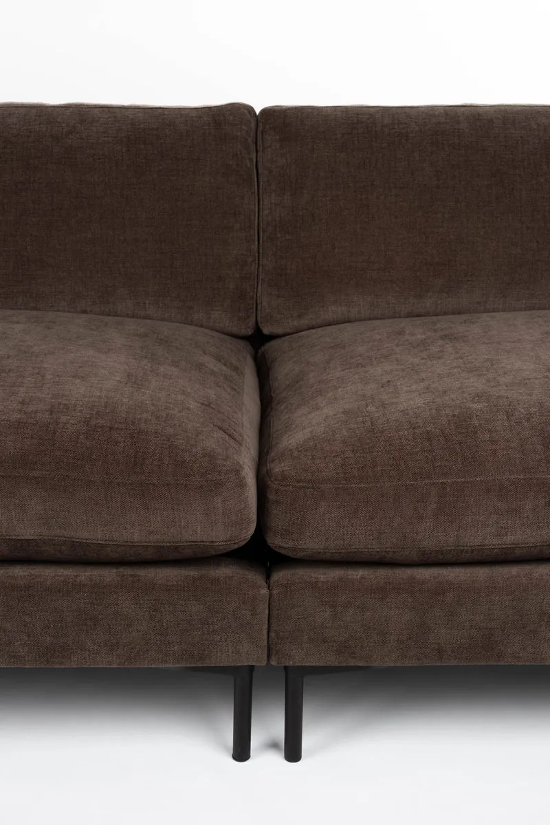 Sofa Summer 3-Sitzer von Zuiver in Dunkelbraun für das Wohnzimmer