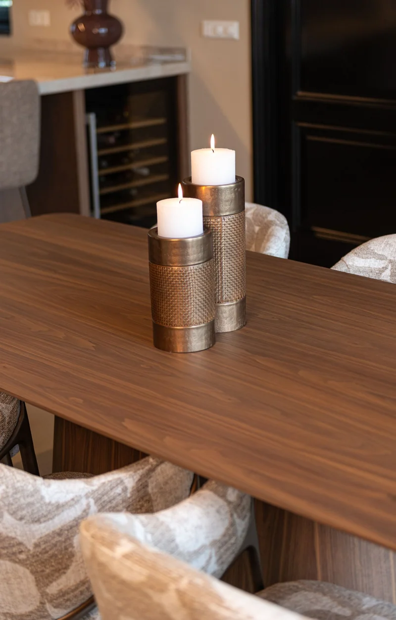 Kerzenhalter Sky brushed gold large - Richmond, Aluminium & Rattan,
