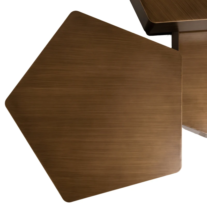 Couchtisch Hexa 3er-Set brushed gold - Hexagon-Design aus Eisen