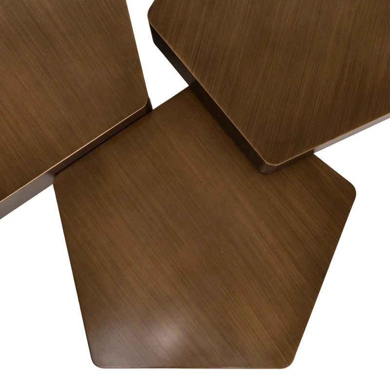 Couchtisch Hexa 3er-Set brushed gold - Hexagon-Design aus Eisen