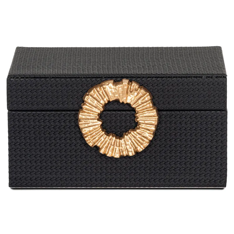 Aufbewahrungsbox Amal black/gold in PU-Leder – Richmond Interiors