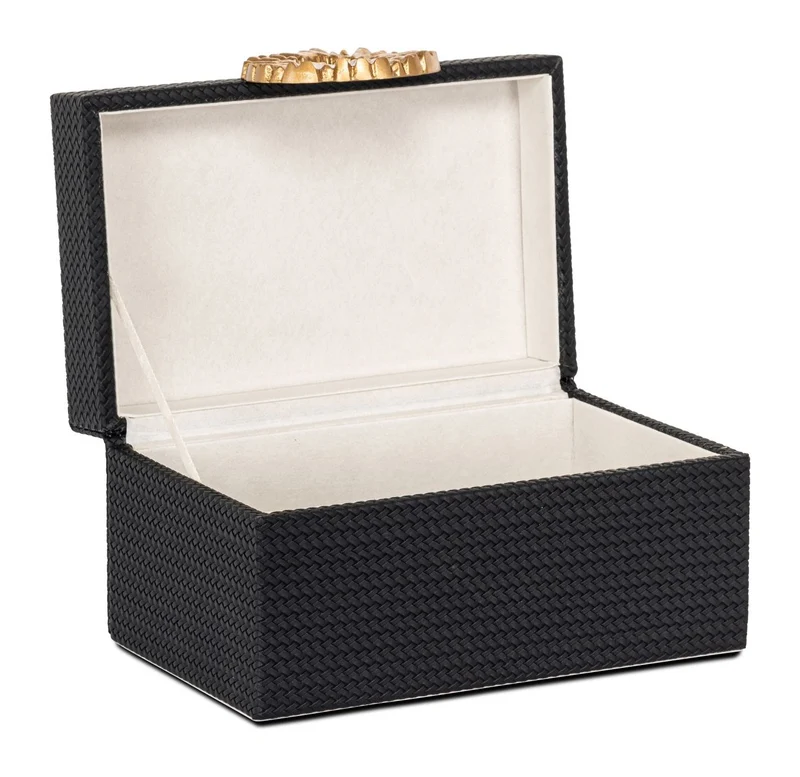 Aufbewahrungsbox Amal black/gold in PU-Leder – Richmond Interiors