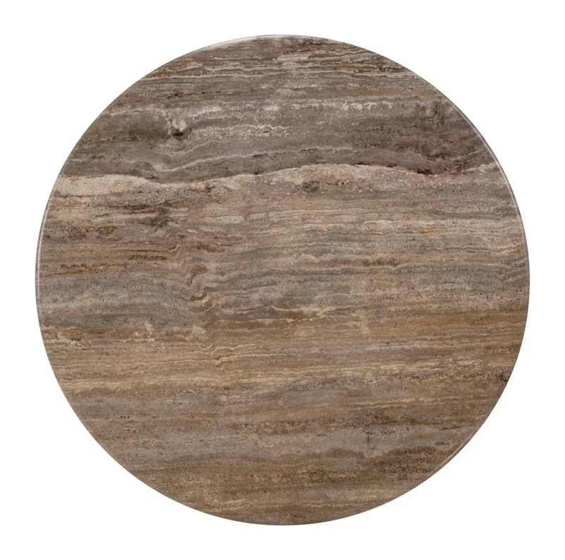 Runder Couchtisch Chainey ash brown aus Travertin & Mangoholz