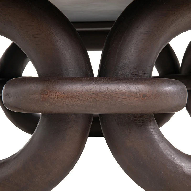 Runder Couchtisch Chainey ash brown aus Travertin & Mangoholz