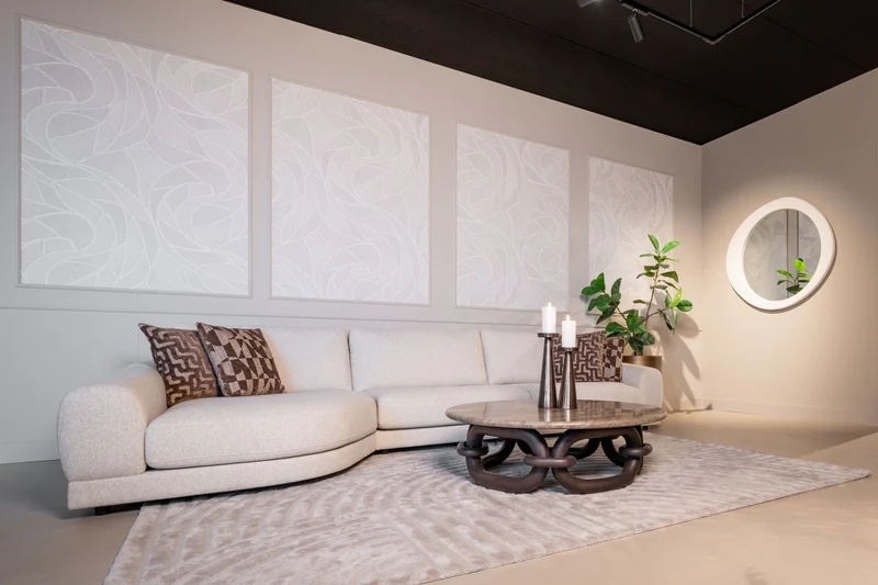 Runder Couchtisch Chainey ash brown aus Travertin & Mangoholz