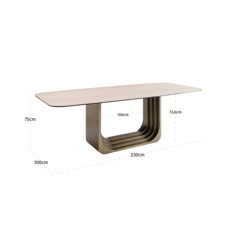 Esstisch Maxfield beige 230 cm, Keramik & Glas – Richmond Design