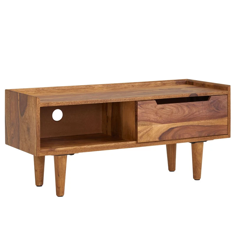 Lowboard Sheesham Massivholz 95x44x34cm TV-Kommode Schiebetür Modern