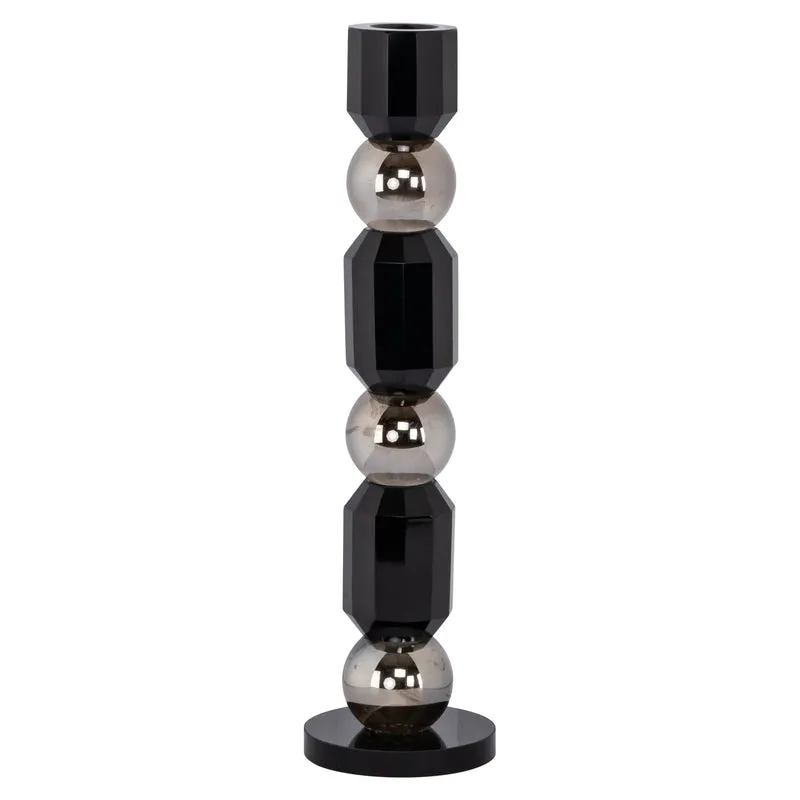 Kerzenhalter Jessy Black Small aus Kristall in Schwarz, 27 cm