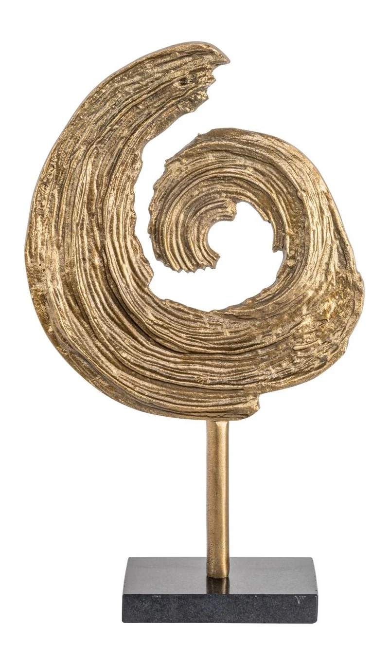 Dekoratives Objekt Swirl Brass Antique aus Aluminium & Granit, 46 cm