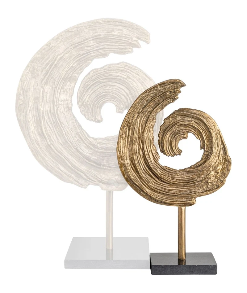 Dekoratives Objekt Swirl Brass Antique aus Aluminium & Granit, 46 cm