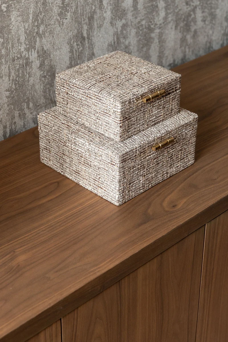 Richmond Aufbewahrungsbox Chalenny braun, Wildleder-Bezug, 22x22x10 cm