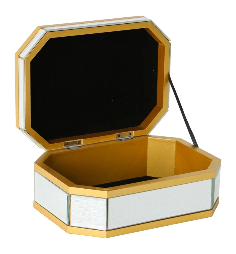 Aufbewahrungsbox Penny in Silber mit eleganter Spiegel-Optik