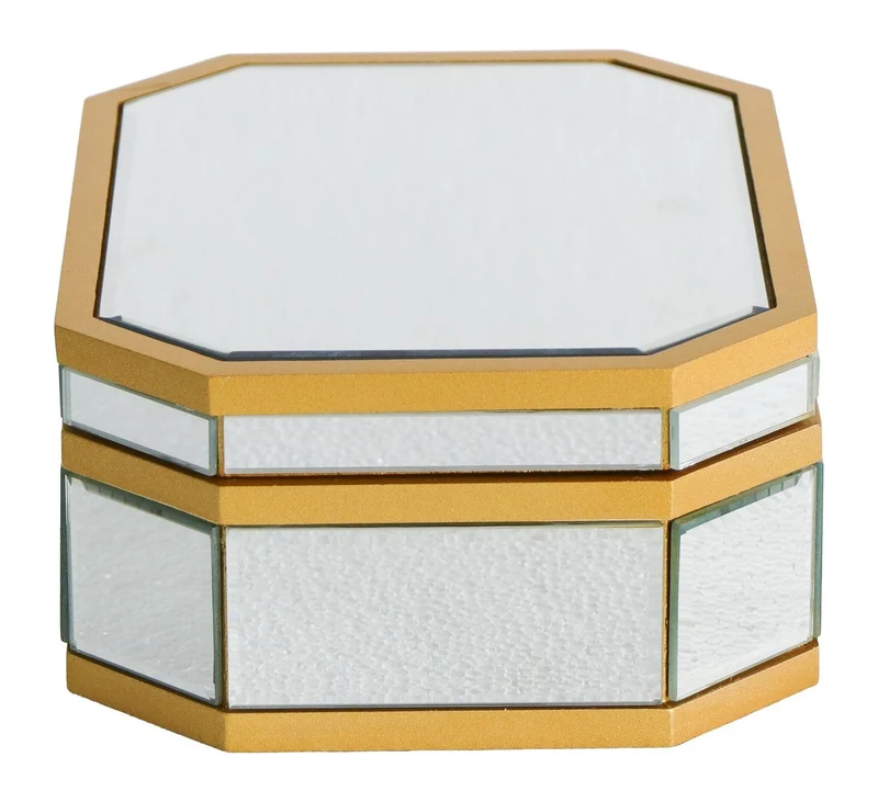 Aufbewahrungsbox Penny in Silber mit eleganter Spiegel-Optik