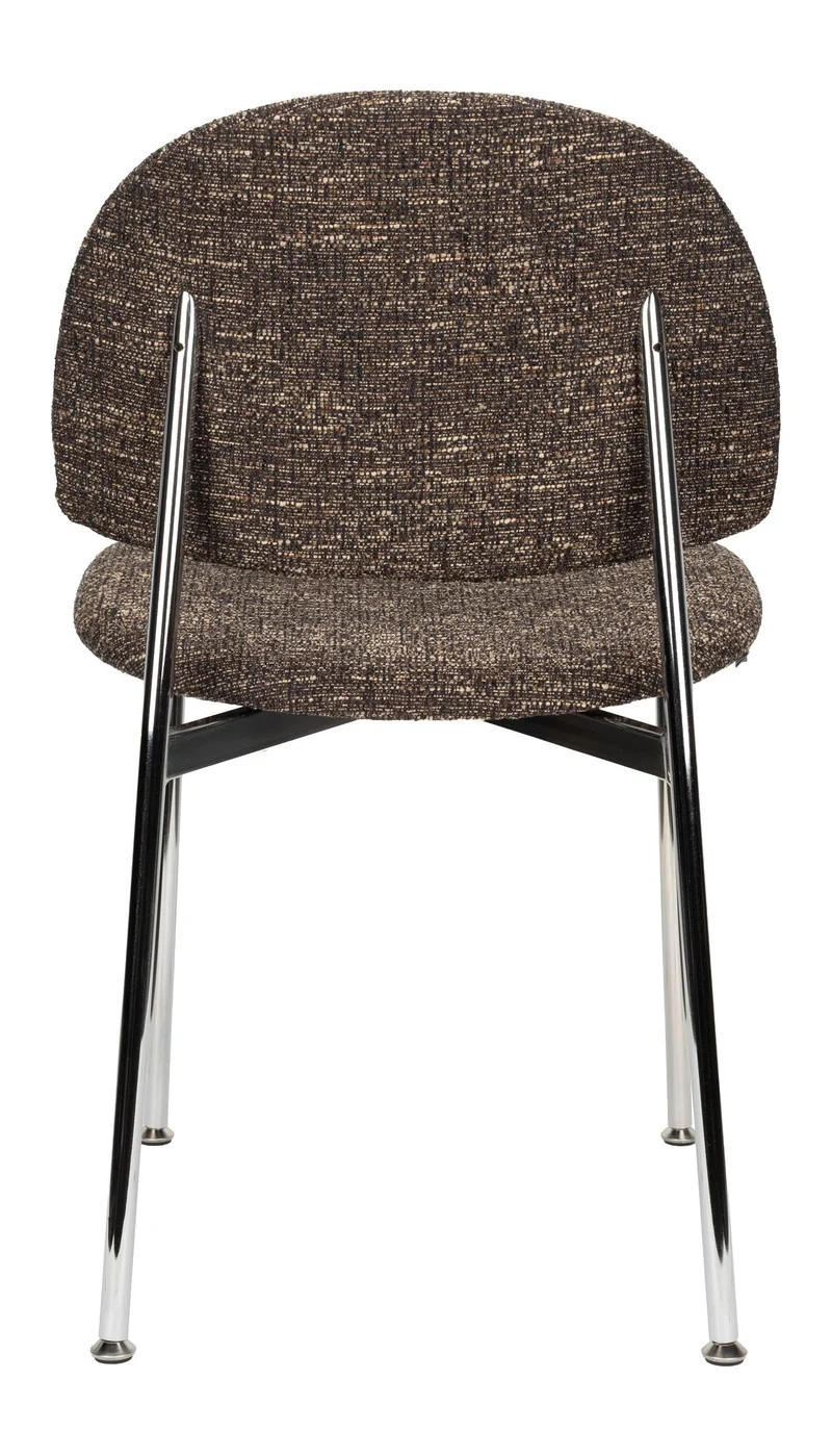 Esszimmerstuhl Sunrise 2er-Set, Silber/Braun mit Metallgestell