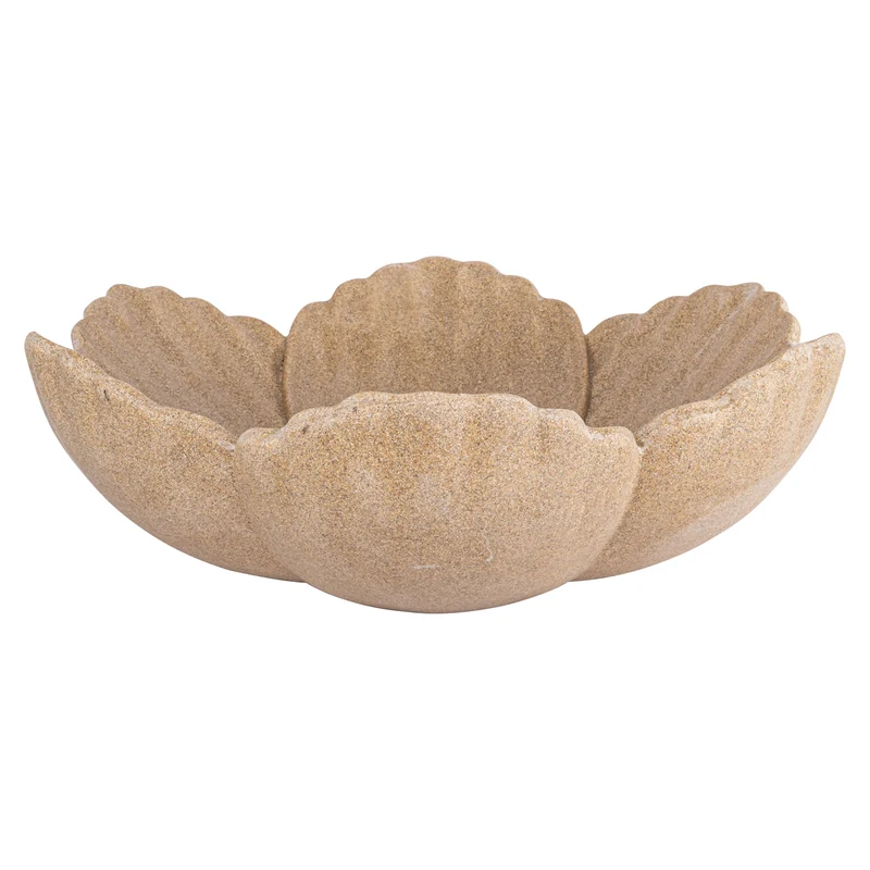 Richmond Deko-Schale Petal beige – skulpturale Blütenform, 46 cm