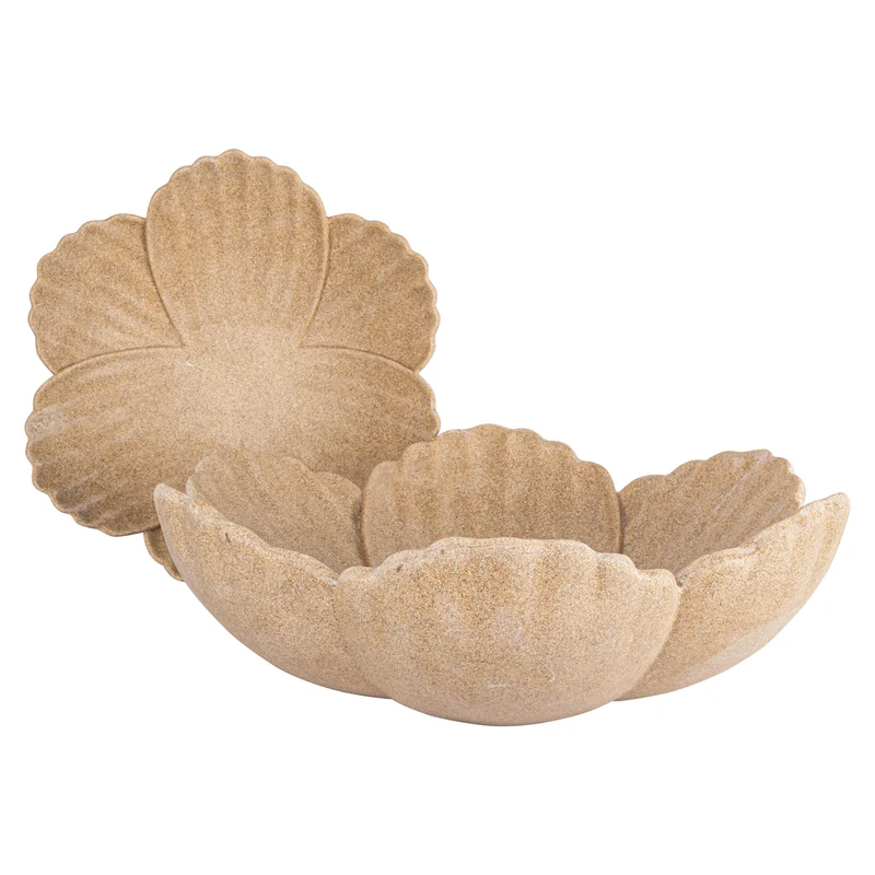 Richmond Deko-Schale Petal beige – skulpturale Blütenform, 46 cm