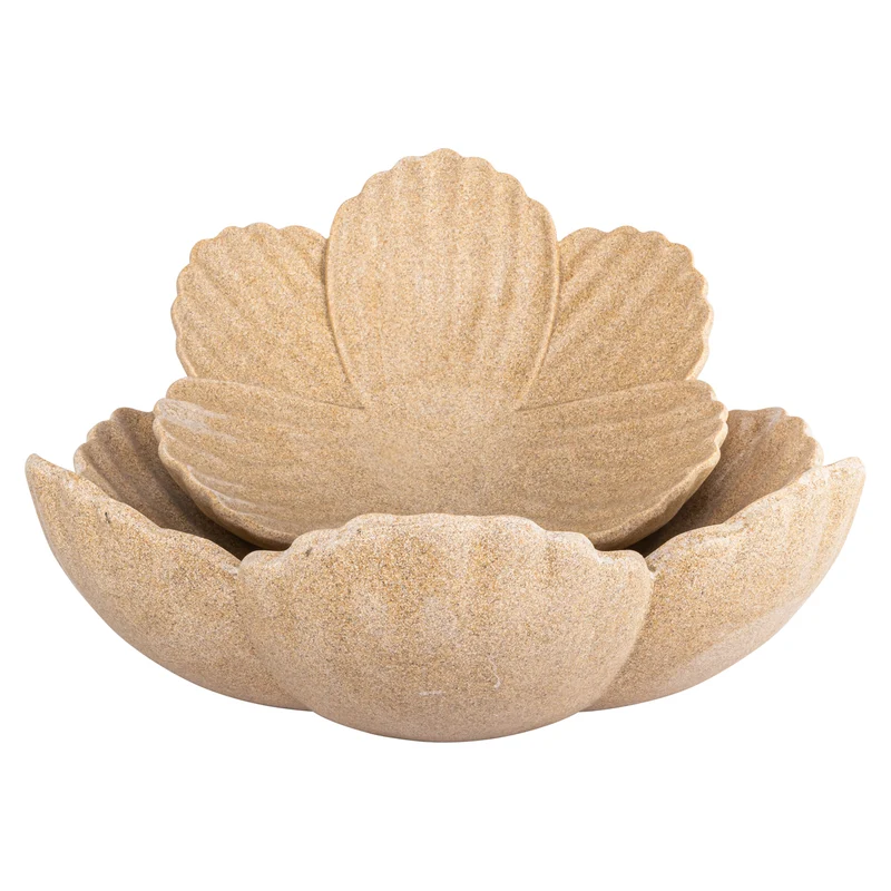 Richmond Deko-Schale Petal beige – skulpturale Blütenform, 46 cm