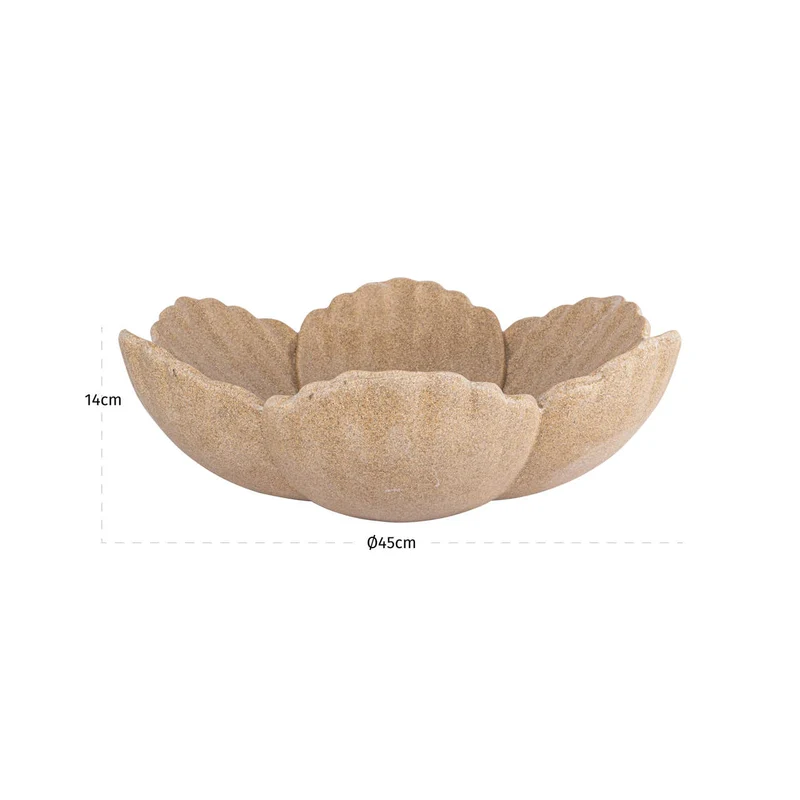 Richmond Deko-Schale Petal beige – skulpturale Blütenform, 46 cm