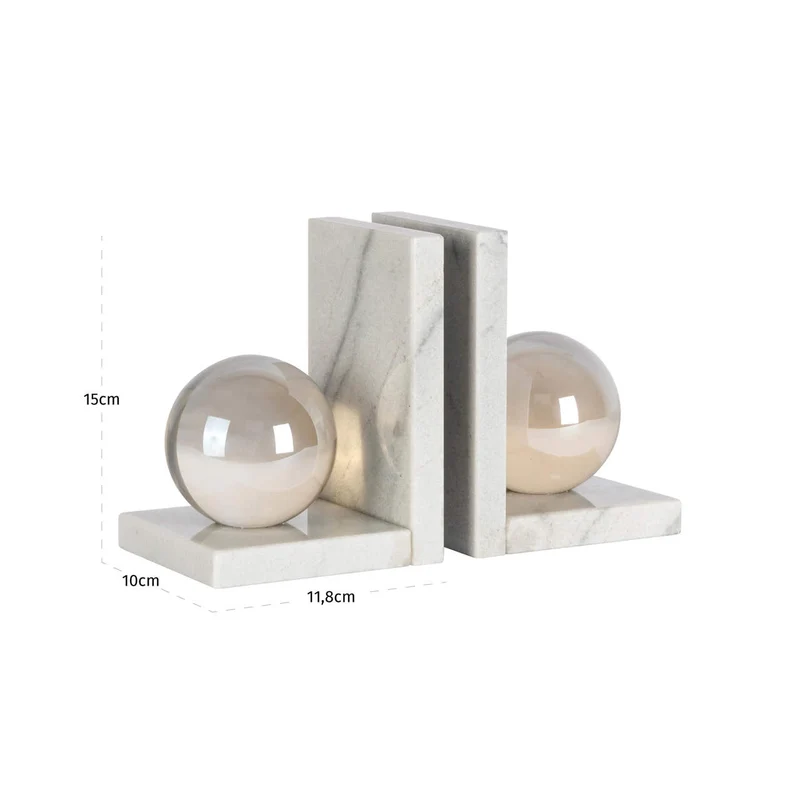 Buchständer Lulu white – Buchstütze aus Kristall & Marmor, 15 cm hoch
