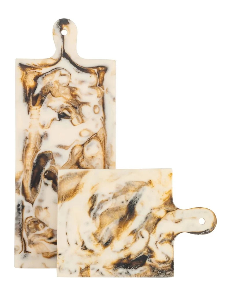 Tablett Cindy natural aus Harz - handgegossenes Deko-Tablett 20x30 cm