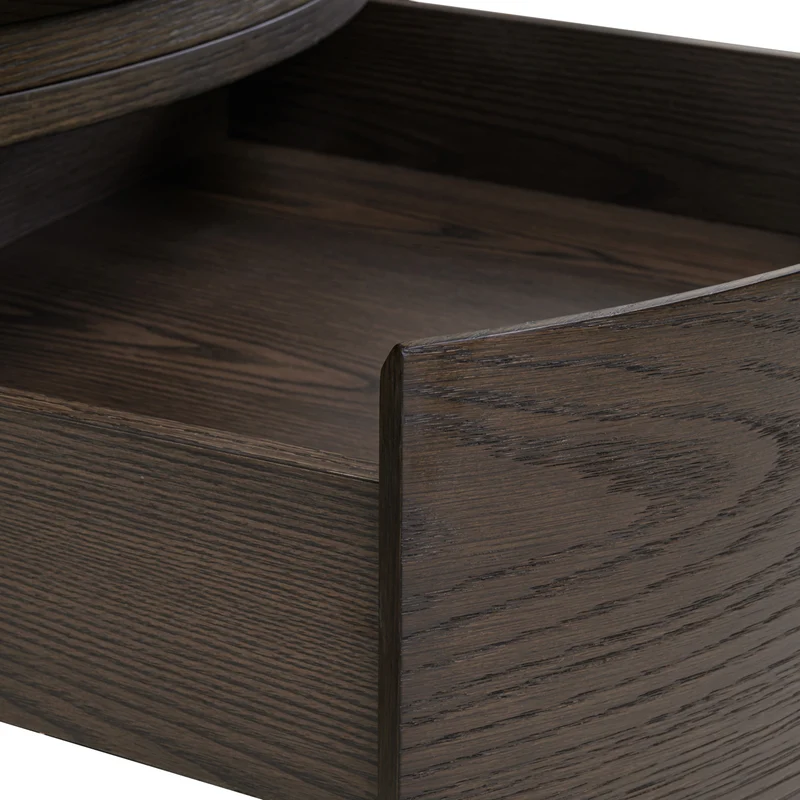 Couchtisch Langford Ø90 cm braun mit Keramikplatte & Schublade