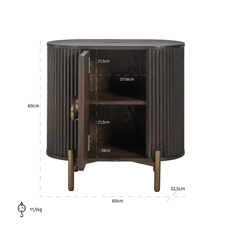Nachttisch Luxor Eiche braun mit goldenen Akzenten – Richmond Design