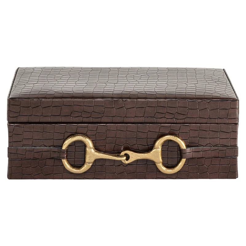 Aufbewahrungsbox Rex dark brown mit Wildleder-Bezug, 25x15 cm