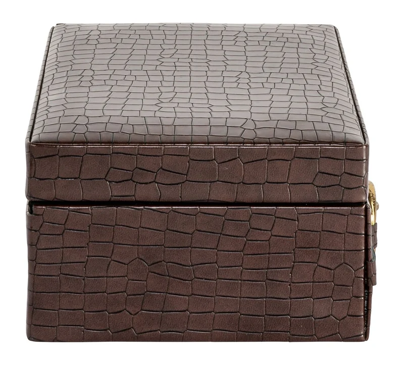 Aufbewahrungsbox Rex dark brown mit Wildleder-Bezug, 25x15 cm