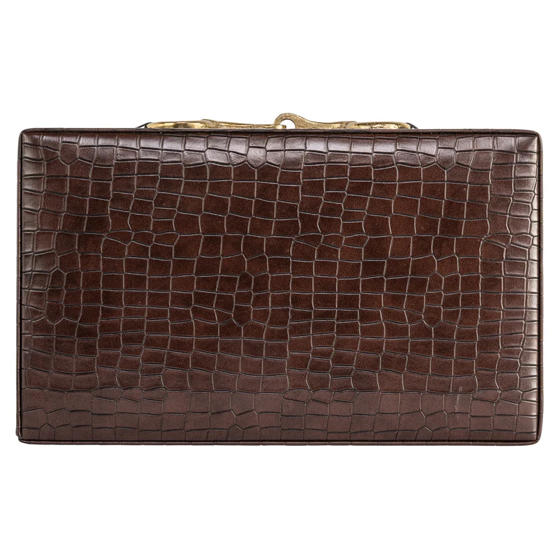 Aufbewahrungsbox Rex dark brown mit Wildleder-Bezug, 25x15 cm