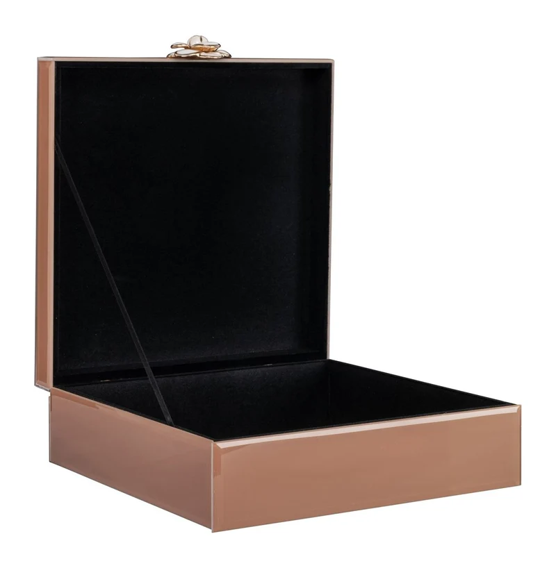 Aufbewahrungsbox Floral Brown - dekorative Deko-Box aus Glas und MDF
