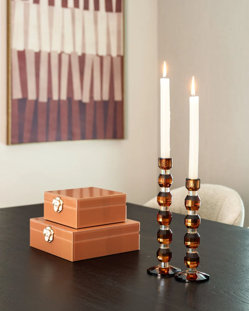 Aufbewahrungsbox Floral Brown - dekorative Deko-Box aus Glas und MDF