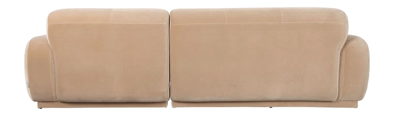 Sofa Hazel mit Chaiselongue rechts, Beige mit Eukalyptusholz-Gestell