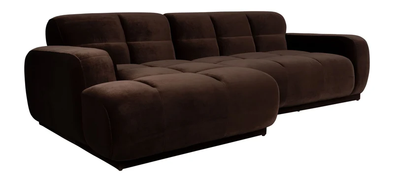 Sofa Hazel Chaise Longue Braun mit Eukalyptusholz-Gestell