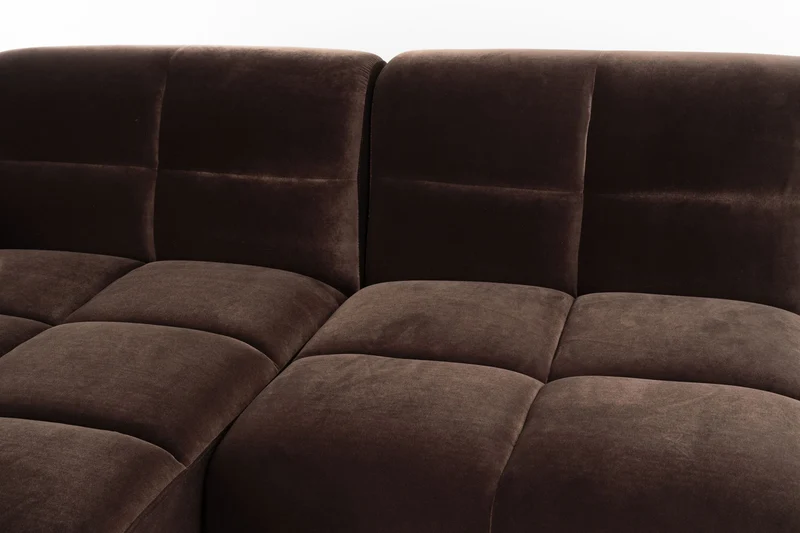 Sofa Hazel Chaise Longue Braun mit Eukalyptusholz-Gestell