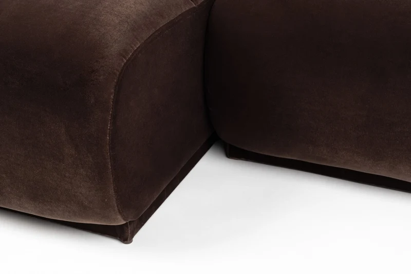 Sofa Hazel Chaise Longue Braun mit Eukalyptusholz-Gestell