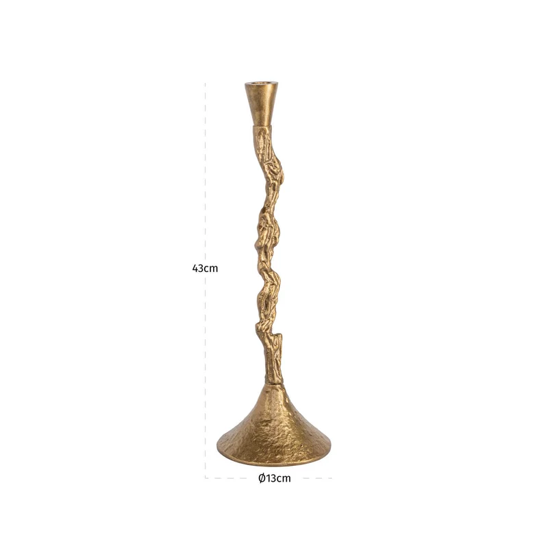 Kerzenhalter Mona in Brass Antique, 43 cm hoch, Aluminium