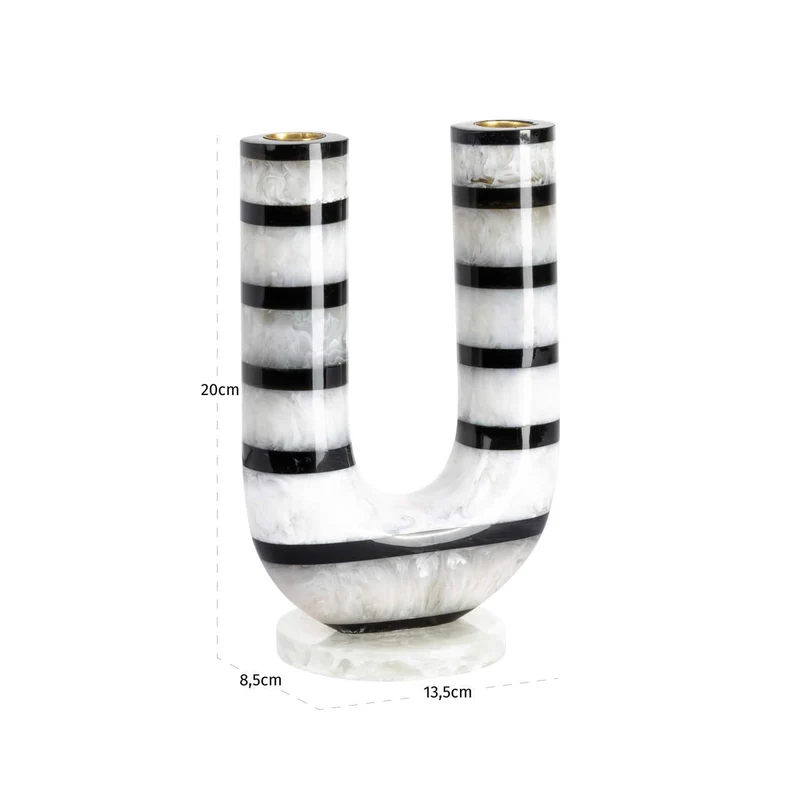 Richmond Kerzenhalter River black/white – handgegossenes Harz-Unikat