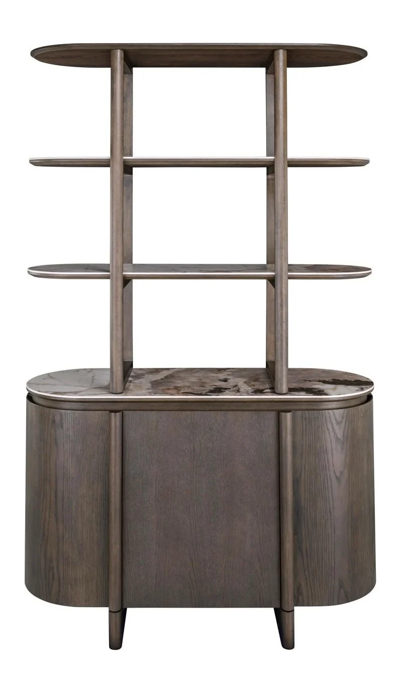 Richmond Vitrine Langford Brown, 200 cm, Eichenfurnier & Keramik