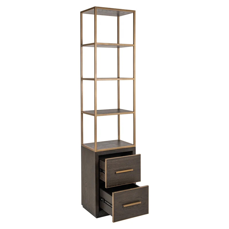Vitrine Carter Small Braun – schmale Standvitrine aus Eiche