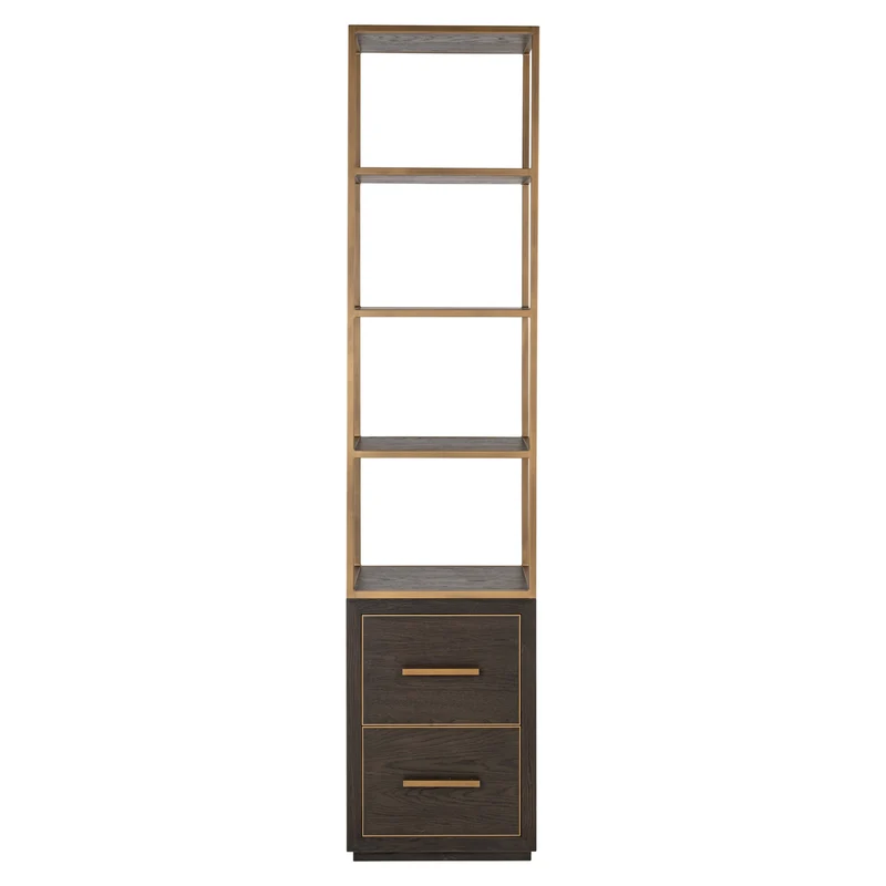 Vitrine Carter Small Braun – schmale Standvitrine aus Eiche