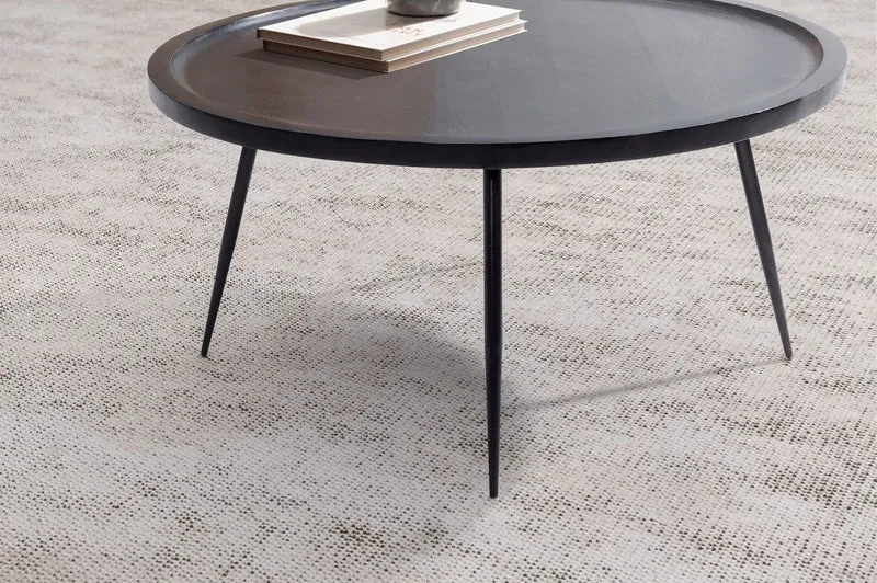 Couchtisch Rund Mango Massivholz Metall Schwarz 75x75x38cm Wohnzimmer
