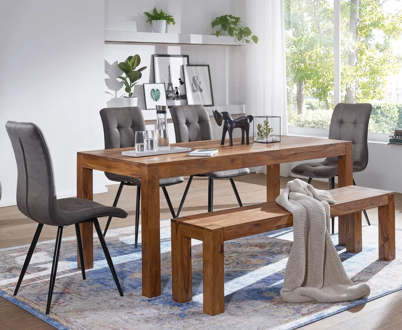 Sitzbank MUMBAI Sheesham Massivholz 120x45x35cm Landhausstil