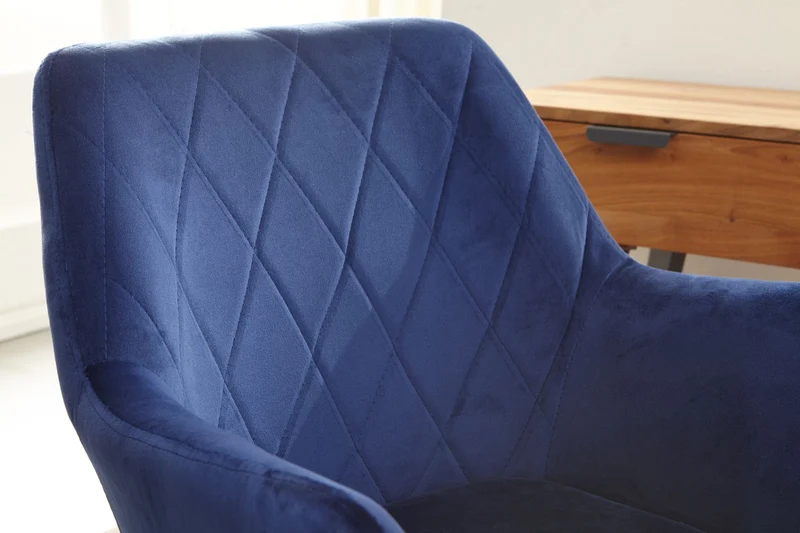 Schreibtischstuhl Samt Dunkelblau Design Drehstuhl Höhenverstellbar